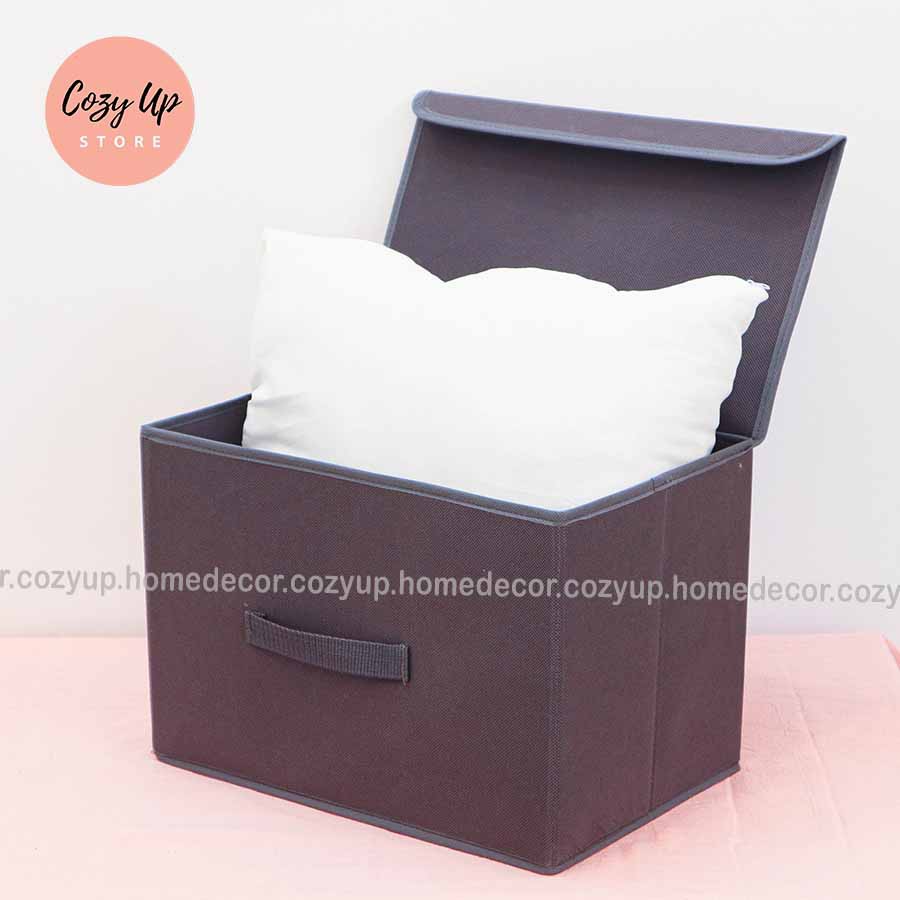 Combo 2 hộp vải đựng quần áo gấp gọn có nắp màu xám
