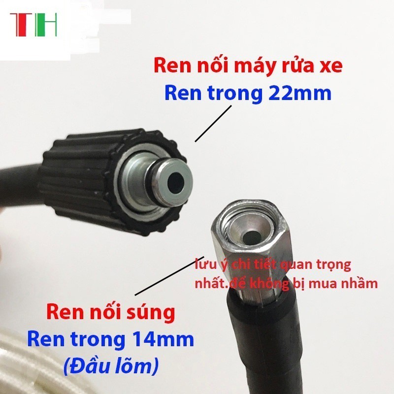 Bộ 10m 15m 20m dây rửa xe và súng xịt - súng rửa xe áp lực cao ren 14mm