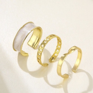 Set 3 nhẫn kim loại phong cách Âu Mỹ thời trang có thể điều chỉnh