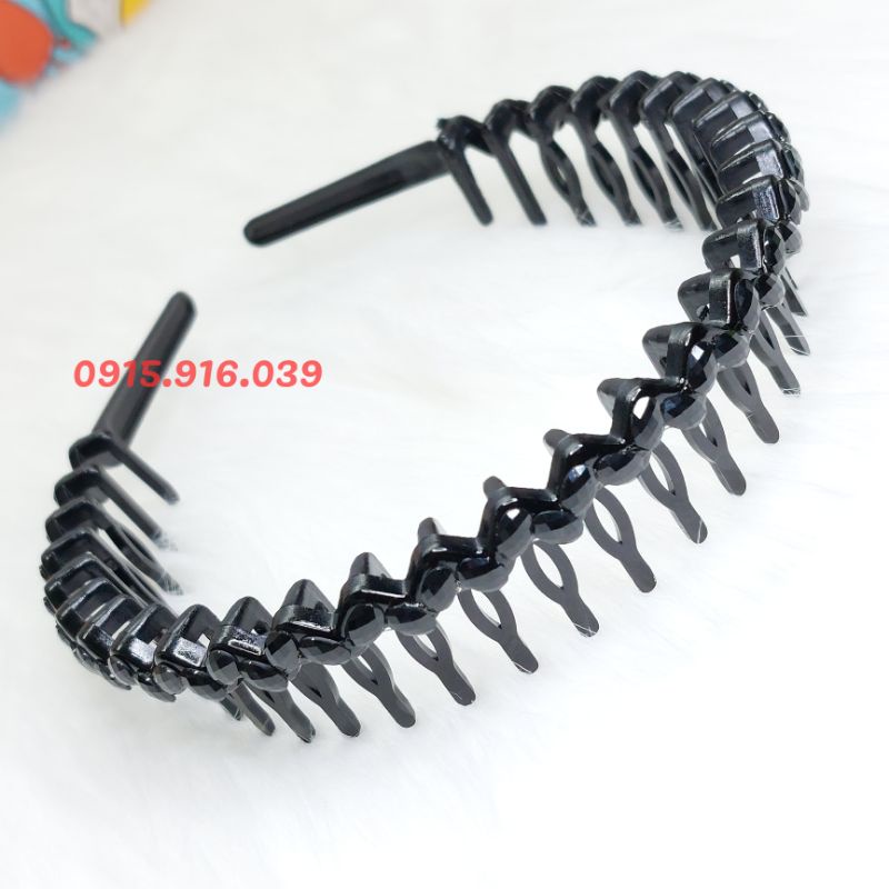 Cài Tóc Bờm Tóc Đen Đính Pha Lê, Cài Tóc Có Răng Chống Trượt