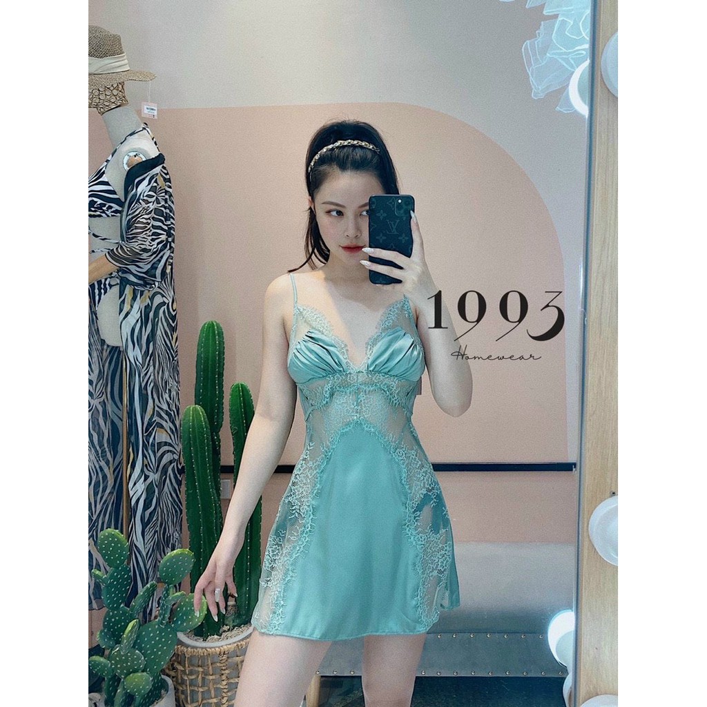 Váy ngủ lụa  satin phối ren sexy cao cấp - Đầm mặc nhà gợi cảm quyến rũ QUẢNG CHÂU SX 50 - Hàng có sẵn( video- ảnh)