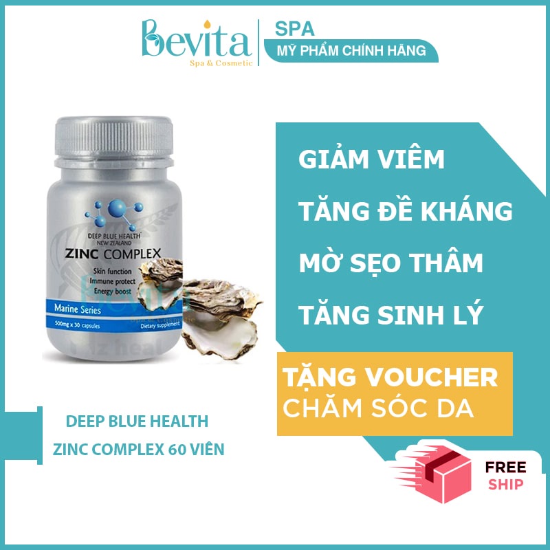 Viên uống hỗ trợ nội tiết cơ thể Deep Blue Health Zinc Complex 60 viên - Bevita