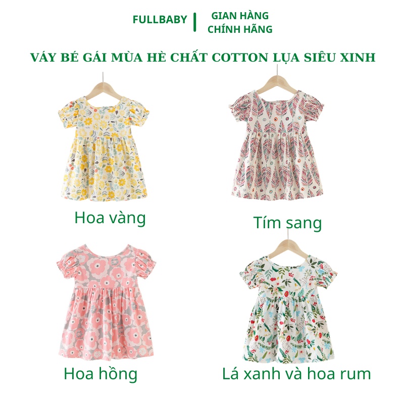 Váy bé gái mùa hè chất cotton lụa thoáng mát tay bồng nhiều mẫu siêu xinh mới nhất 2022