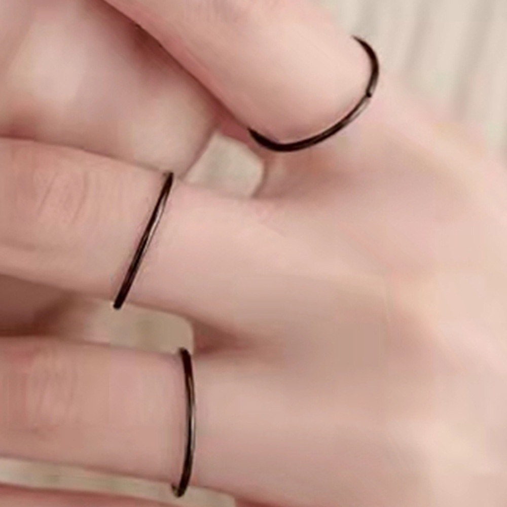 1 Nhẫn Hở Hình Tròn Màu Đen Có Thể Điều Chỉnh Phong Cách Vintage Thời Trang Cho Nữ