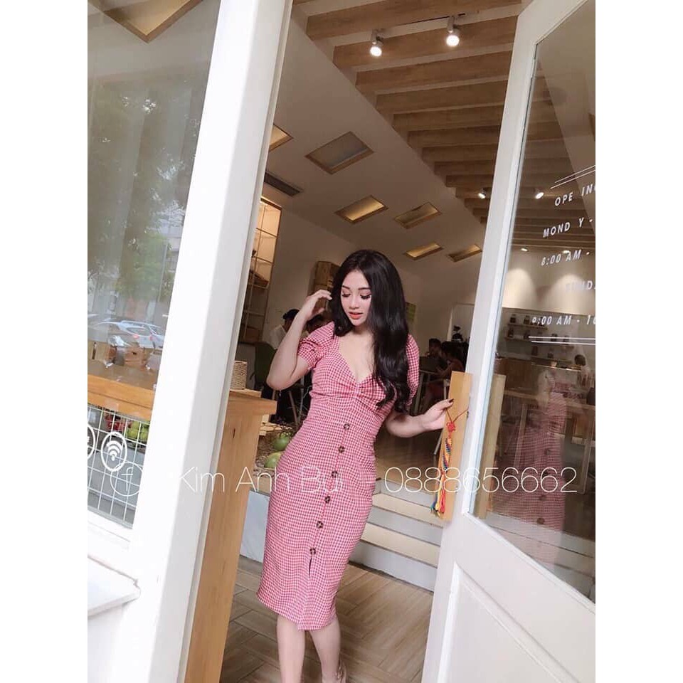 FREE SHIP 99K [ RẺ VÔ ĐỊCH ] [ ĐẦM HOT LẠI VỀ ] ĐẦM CARO XÒE RÚT NGỰC [ ĐẦM CARO [ ĐẦM BODY CARO ] | BigBuy360 - bigbuy360.vn