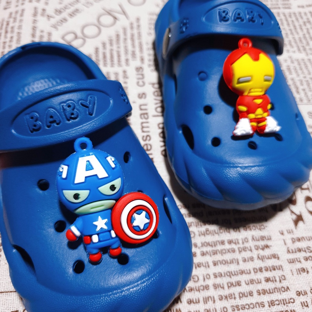 STICKER JIBBITZ gắn dép crocs, dép trẻ em 4D hoạt hình Siêu Anh Hùng loại Vừa