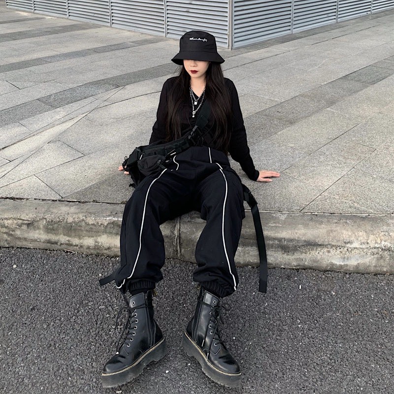 Quần jogger Lylyshop ống rộng Unisex nam nữ mặc 2 kiểu quần xuông hoặc jogger - Quần viền phản quang 022 | BigBuy360 - bigbuy360.vn