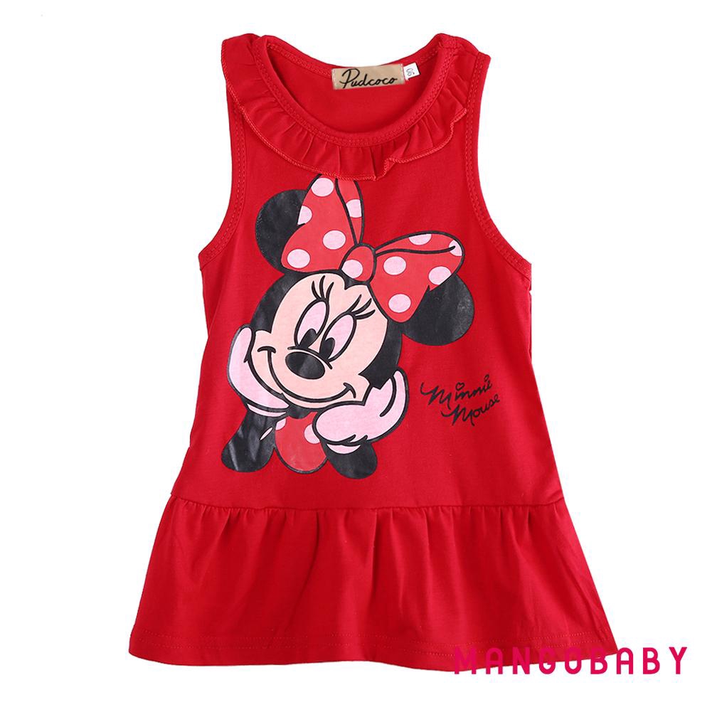 Đầm cộc tay in hình chuột Minnie xinh xắn dành cho bé gái