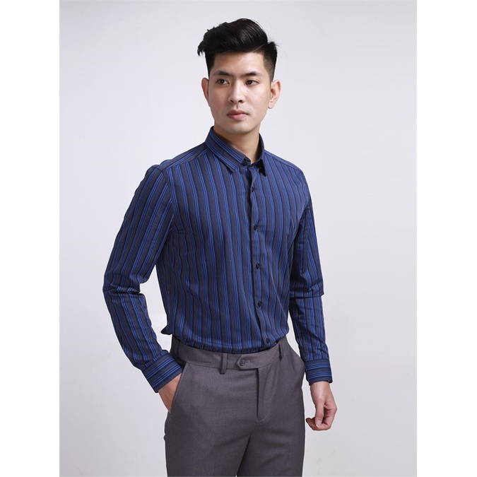 Áo sơ mi nam dài tay Aristino sợi sồi from slim tà lượn  ALS04708