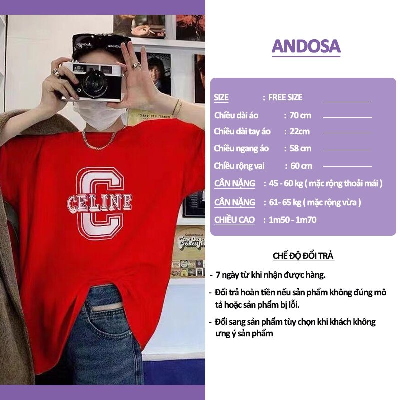 Áo thun nữ form rộng unisex tay ngắn cổ tròn in hình đẹp freesize hàng Quảng Châu ANDOSA AT05
