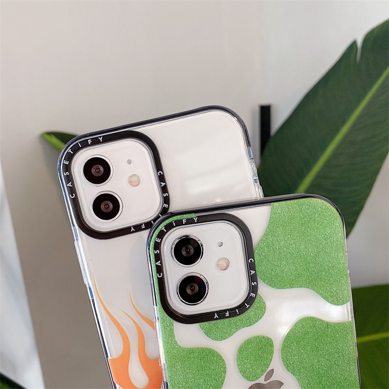 Ốp Điện Thoại Tpu Dẻo In Hình Ngọn Lửa Và Cỏ Xanh Cho iPhone 11 / 12 / 13 Promax iPhone 7 / 8 Plus / X / XR / Xs Max