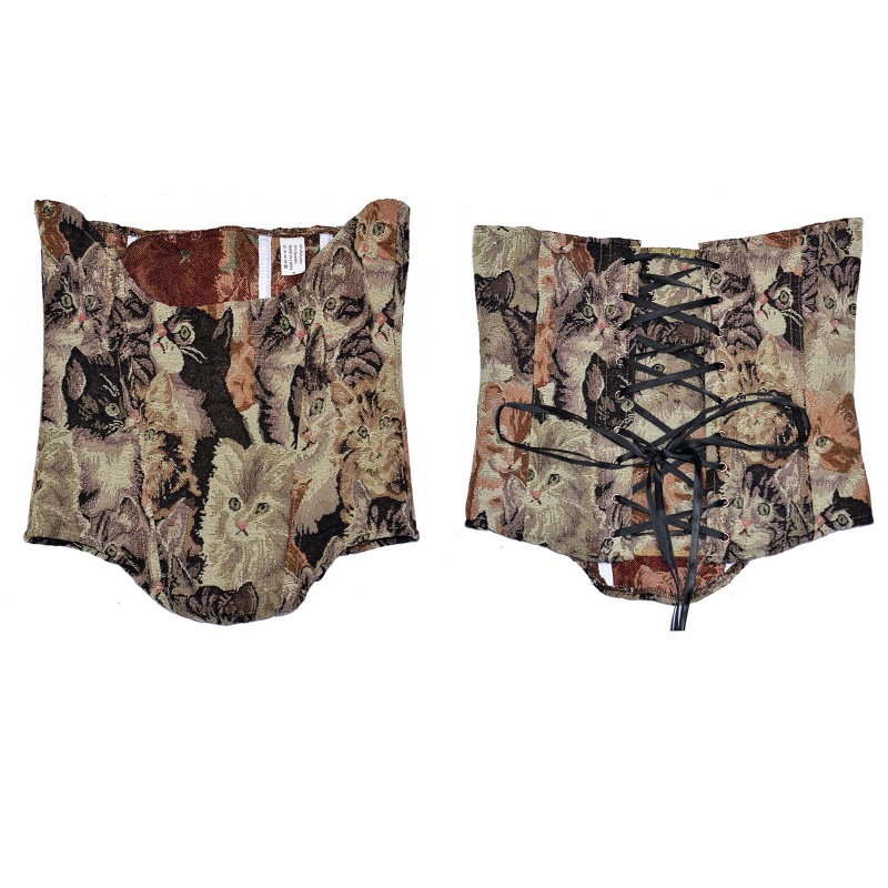 Áo Lửng Sát Nách Có Dây Cột In Họa Tiết Tranh Sơn Dầu Cổ Điển Cho Nữ