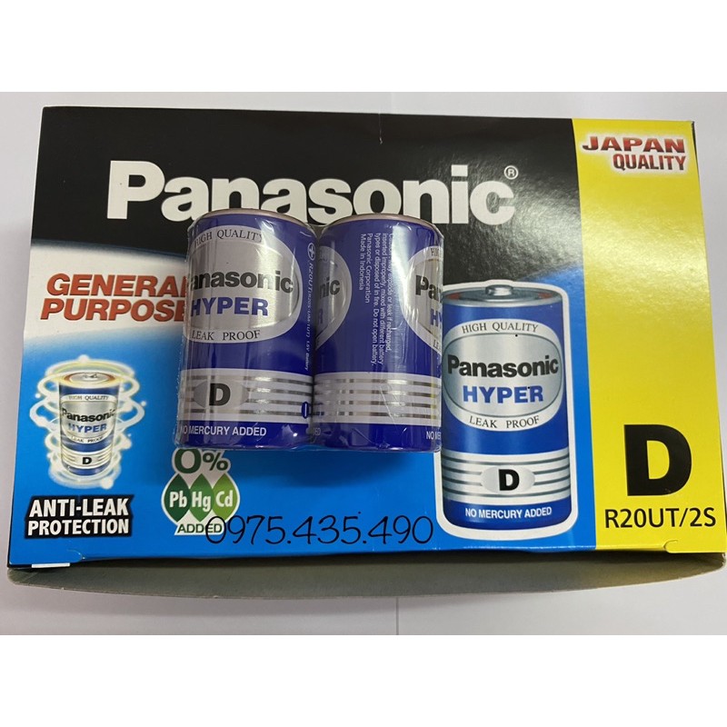 Pin Đại D Panasonic R20UT/2S Vỉ 2 Viên Made in Indonesia