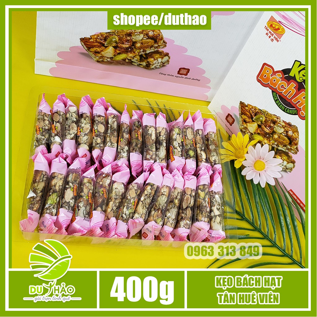 Đặc sản kẹo bách hạt Tân Huê Viên 400g [Hạnh nhân, hạt dẻ, hạt macca, gạo lức, hạt bí xanh, nho khô]