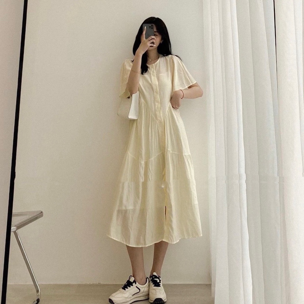 Đầm - Váy babydoll vải tơ mềm 2 lớp cộc tay xoè dài | BigBuy360 - bigbuy360.vn