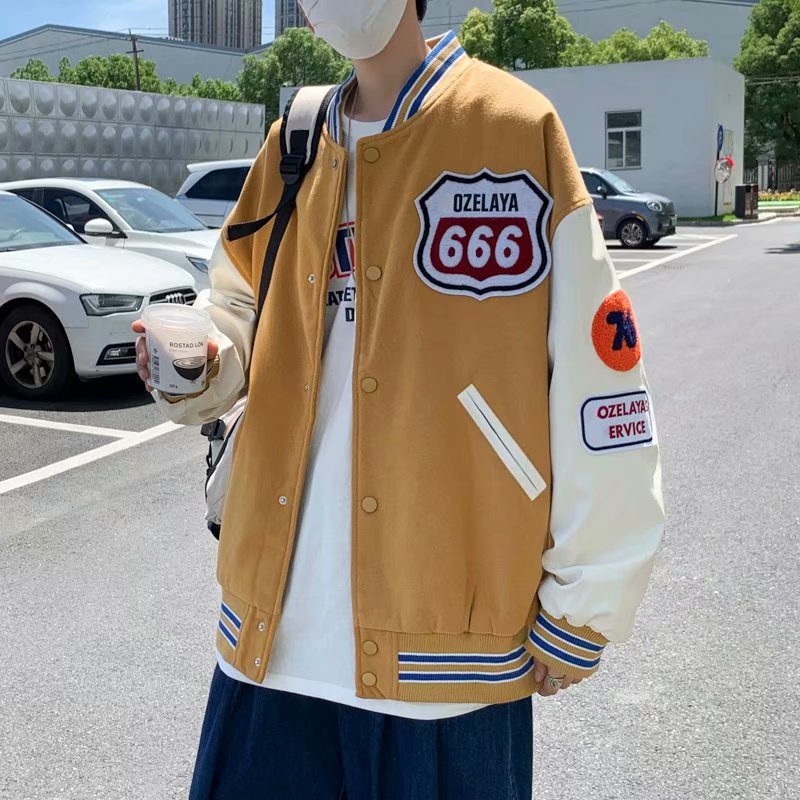 Áo khoác bóng chày tay dài phong cách hip hop Hàn Quốc sành điệu cho nam
