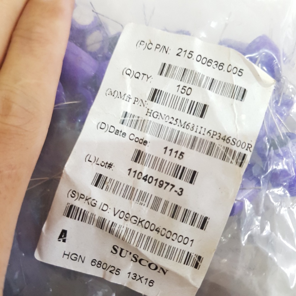Tụ 680uF 25V 13x17MM SUscon cho thiết bị điện tử