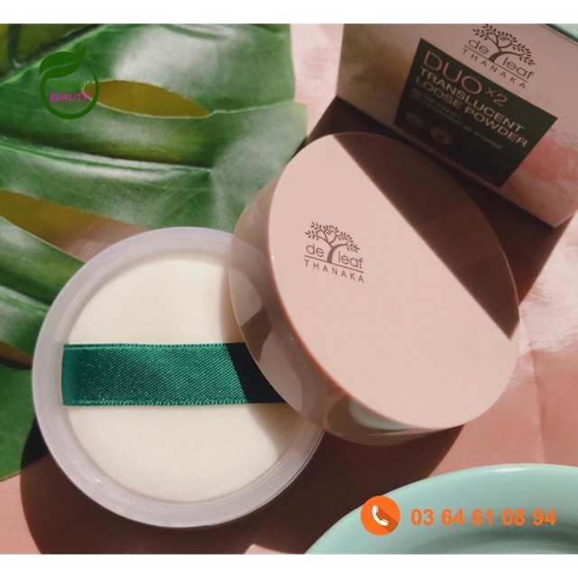 De Leaf Thanaka Duo x2 Translucent 2 in1 Loose Powder (CẬN DATE)