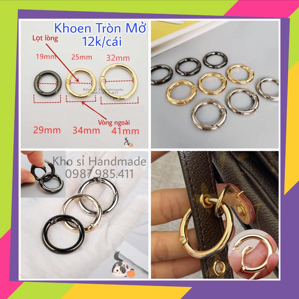 Khoen Tròn Mở Size 19mm, 25mm, 32mm (12k/1 cái)