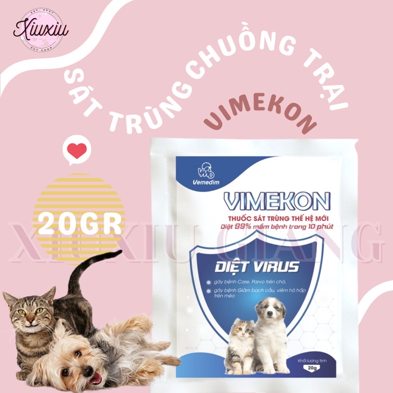 Bột Sát Trùng Diệt Khuẩn Gây Bệnh Ở Chó Mèo Vimekon 20gr - Xiuxiu Giang