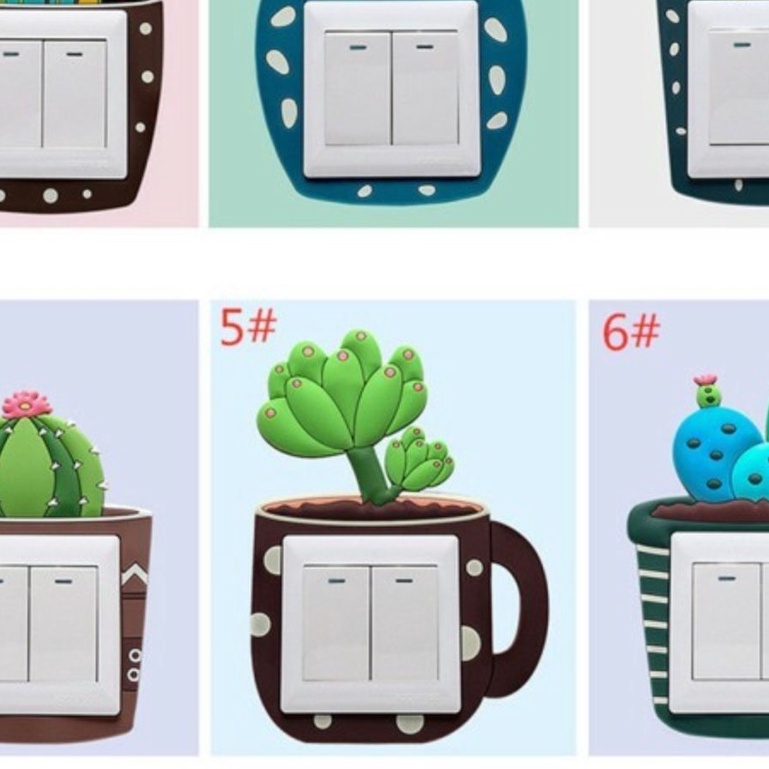 Miếng dán dạ quang trang trí ổ cắm điện trên tường hình chậu xương rồng bằng silicon phát sáng 𝗚𝗜𝗔𝗗𝗨𝗡𝗚𝗛𝗔𝗡𝗢𝗜𝟯𝟵