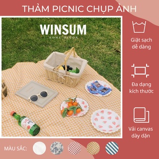 Thảm Picnic Dã Ngoại Caro Đa Màu Sắc Chất Vải Canvas Dày Dặn  - Winsum.decor