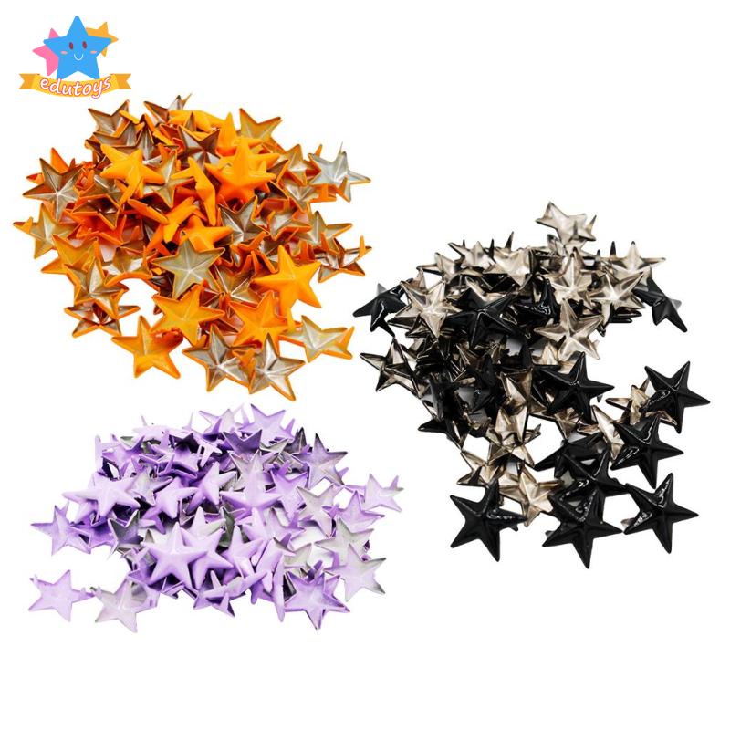 Set 50 Đinh Tán Hình Ngôi Sao 15mm Bằng Hợp Kim Dùng Để Trang Trí Quần Áo / Túi Xách