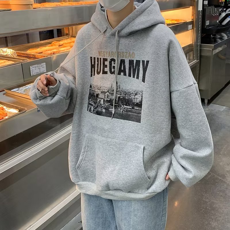 Áo Hoodie Dáng Rộng Có In Chữ Thời Trang Phong Cách Hàn Quốc Cho Nam