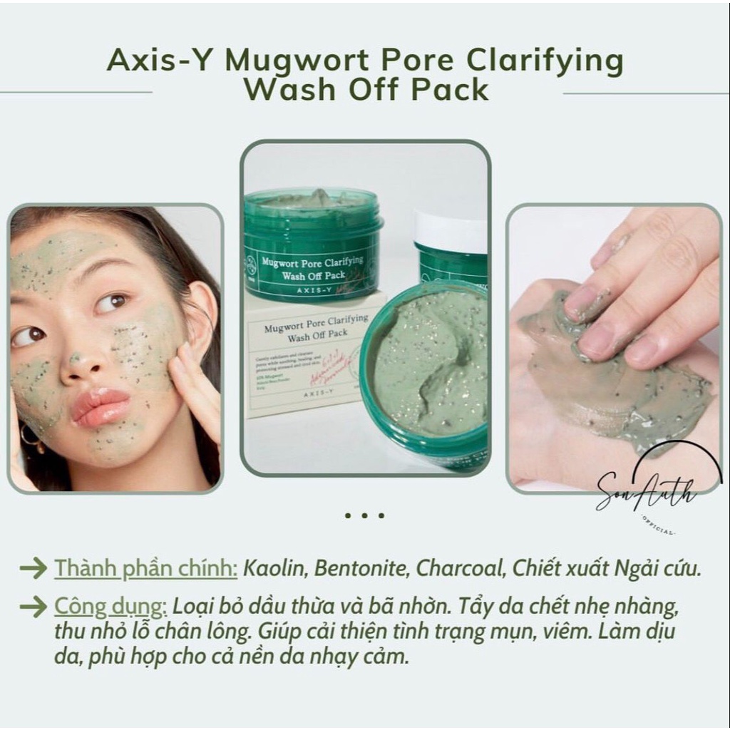 Mặt Nạ Đất Sét Ngải Cứu Làm Sạch Sâu, Ngừa Mụn Axis-Y Mugwort Pore Clarifying Wash Off Pack 100ml _ Axis-Y Chính Hãng