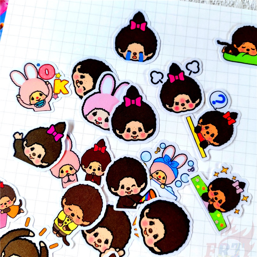 ★★★ Sticker Dán Trang Trí Nhật Ký Mini MONCHHICHI Q-1 ★★★ 48 Miếng Dán Decal Thời Trang Trang Trí Album