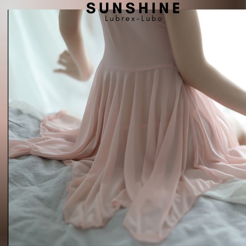 Váy ngủ sexy gợi cảm 2 dây xuyên thấu màu Hồng, Đỏ, Đen, Trắng SUNSHINE LUBREX-LUBO hở trước SX1120