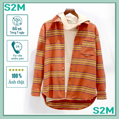 Áo sơ mi nam nữ dài tay unisex form rộng hàn quốc, sơ mi thiết kế S2M FROM OVER SIZE