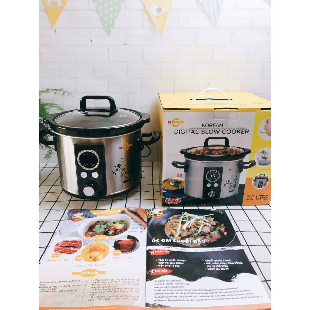 (HÀNG MỚI VỀ) Nồi Nấu Chậm Tự Động Hàn Quốc BBCooker 2.5l