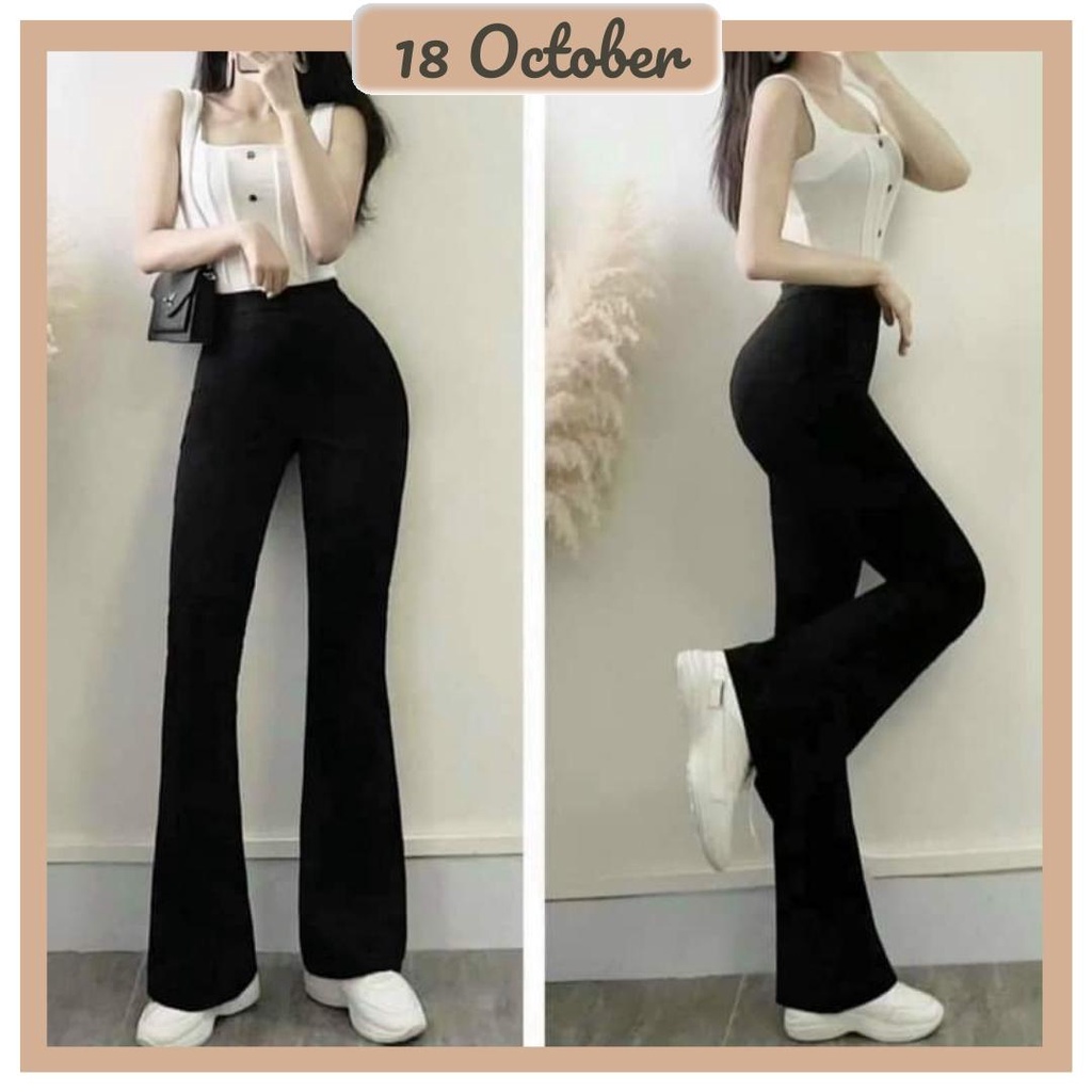 Quần Ống Loe Nữ Cạp Cao Dáng Dài, Quần Legging Nữ Ôm Ống Loe Nên From Xinh Tôn Dáng