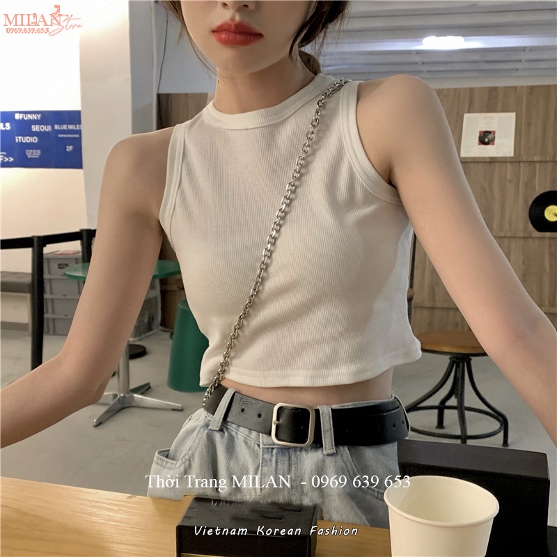 Áo croptop nữ sát nách ba lỗ thun không tay kiểu dáng ôm body tank top vải cotton co giãn tốt mặc ở nhà đi biển yoga gym