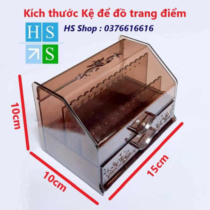 Kệ đựng trang sức, mỹ phẩm (Mica nâu nhạt , trong suốt , 2 tầng) Đựng đồ trang điểm thiết kế tuyệt đẹp - HS Shop Thủ Đức