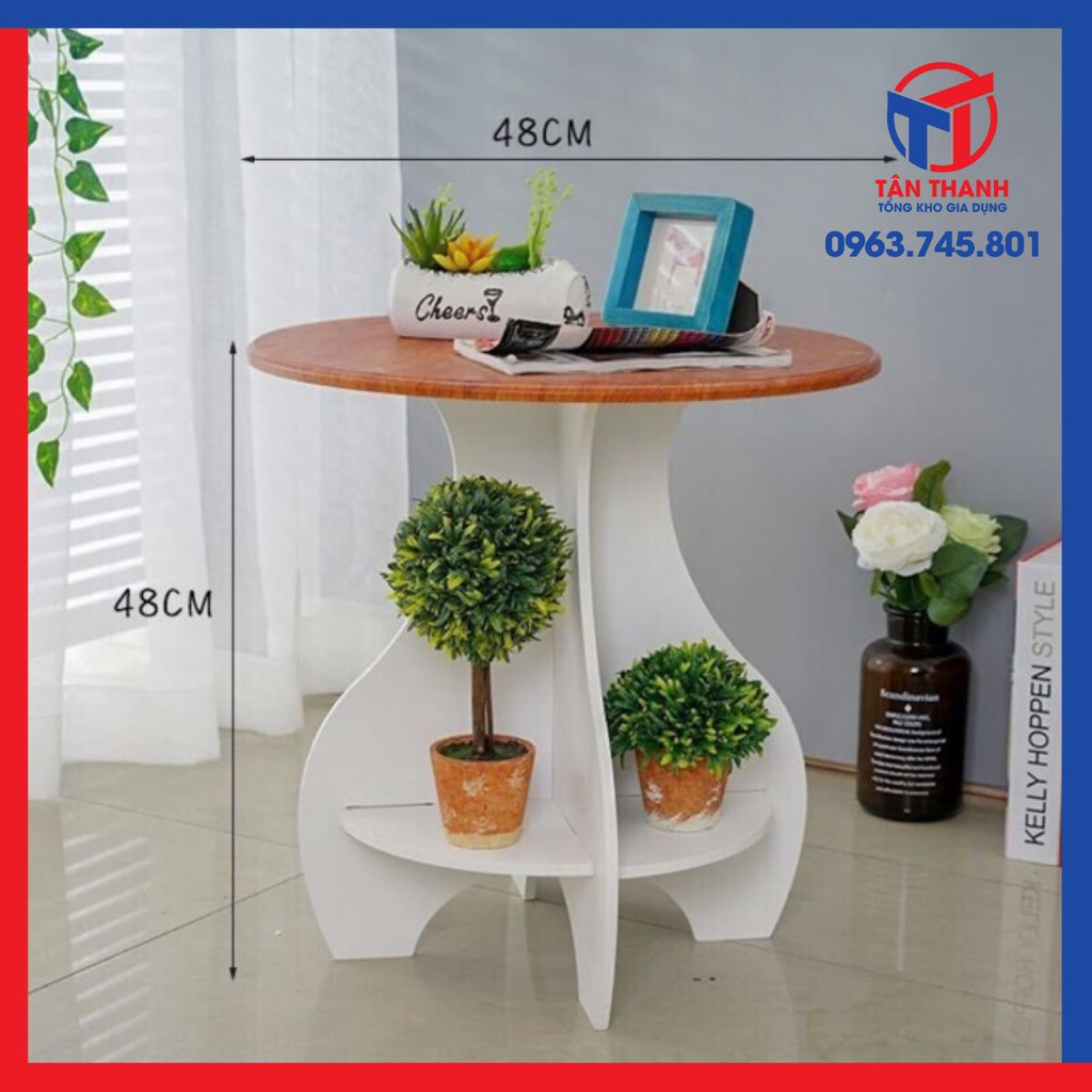 Kệ bàn tròn để lọ hoa có ngăn để sách cao cấp