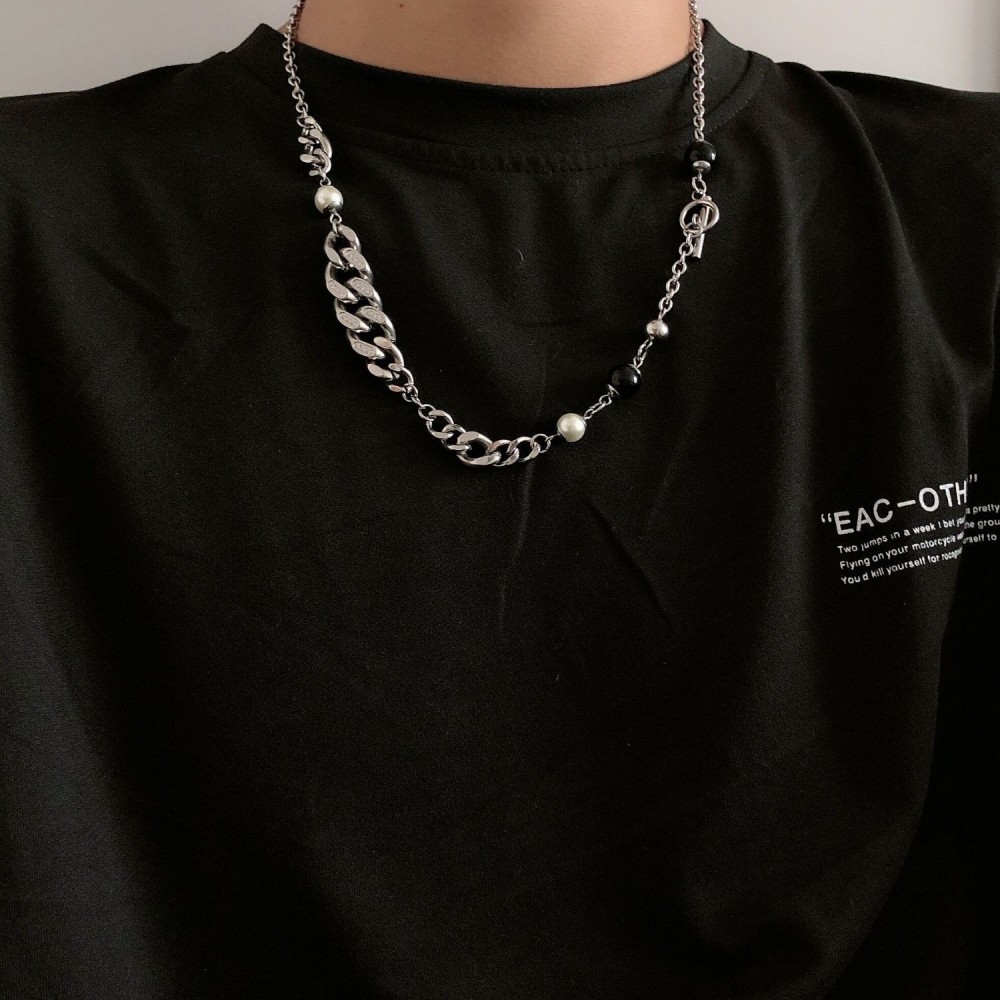 Dây Chuyền SAZ Chains Kuu Clothes Màu Bạc Phong Cách Hàn Quốc Ngầu - Mặt Vòng Cổ Đính Đá Chất Liệu Thép Titan Không Rỉ