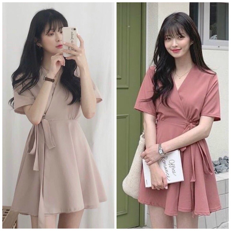 Đầm đắp tà thắt eo 3 màu (kèm hình thật)