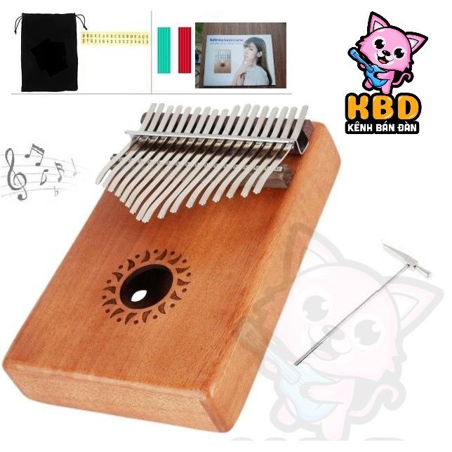 Đàn Kalimba gỗ mahogany 17 phím chuẩn kèm đủ phụ kiện (Búa chỉnh âm, dán nốt, túi đựng) MK K17-ML hươu