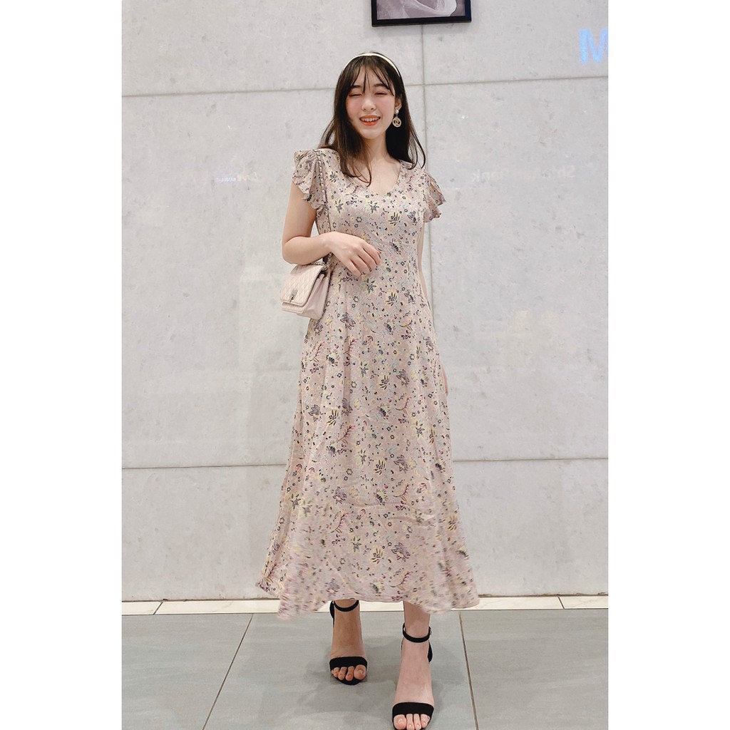 Đầm xòe nữ hoa nhí tay ngắn bồng 20AGAIN DEW0540 | BigBuy360 - bigbuy360.vn