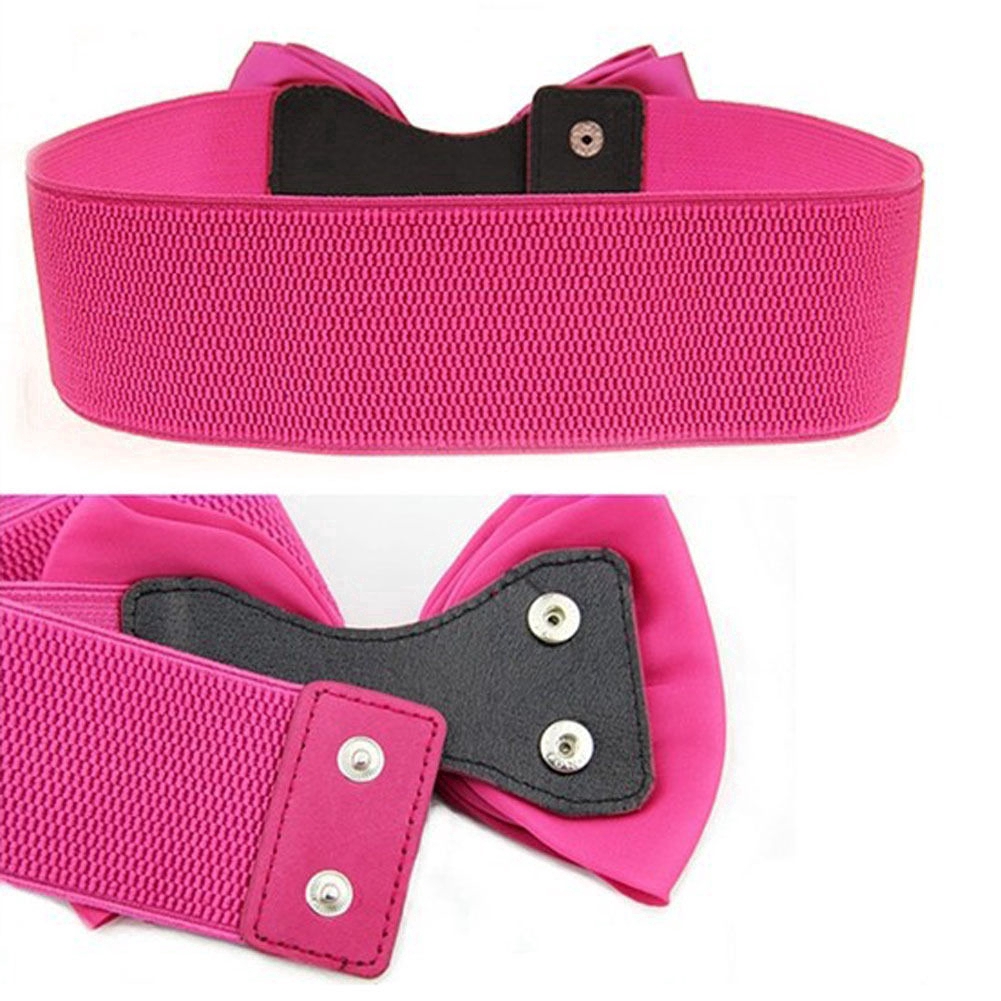 Cod Women Bowknot Wide Stretch Buckle Lovely Waist Belt