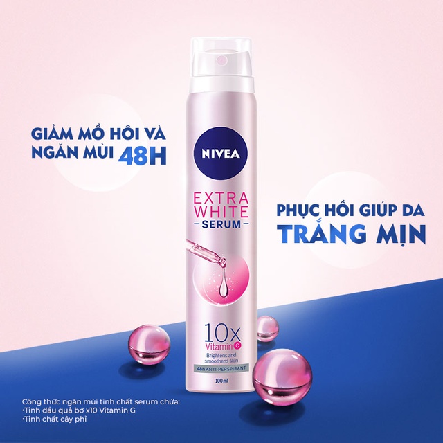 Xịt ngăn mùi Nivea Serum trắng mịn 100ml 80020