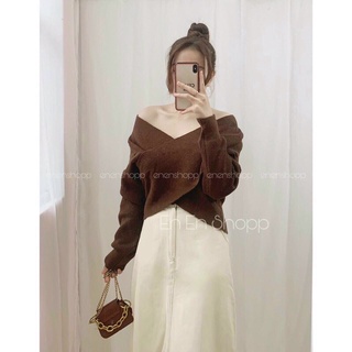 Áo len cổ chéo💕Freeship💕ảnh thật cuối