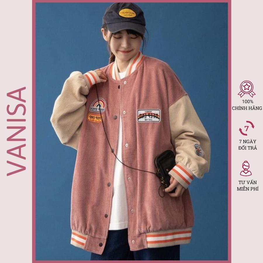 Áo khoác nữ nam bigsize bomber form rộng nhung tăm 2 lớp siêu dày dặn VANISA AK014