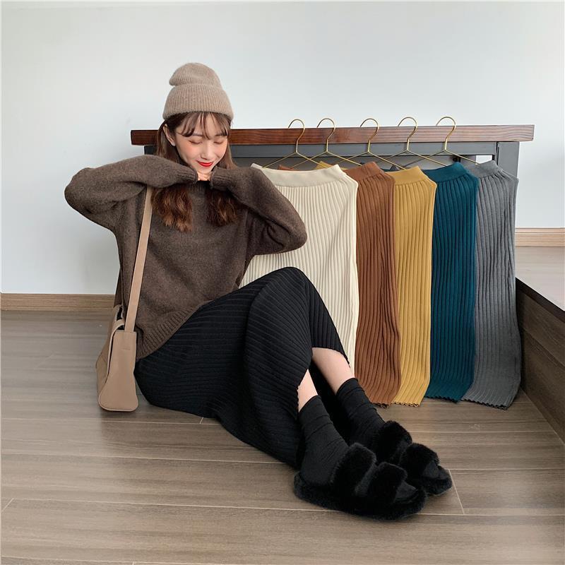 Chân Váy Dệt Kim Lưng Cao Dáng Rộng Thời Trang Hàn Quốc Cho Nữ