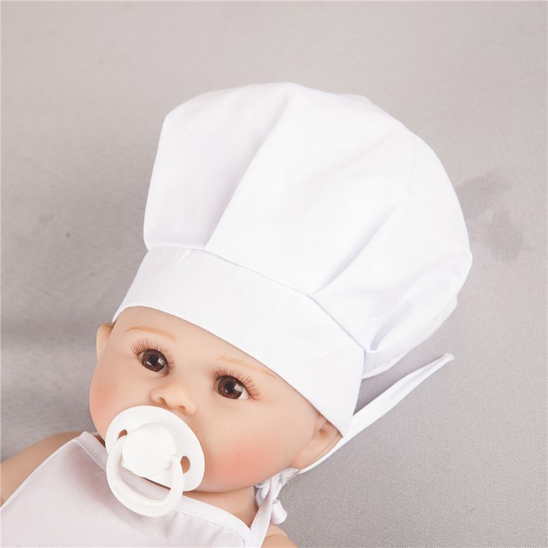 Mary☆2Pcs Cute Baby Chef Apron and Hat Infant Kid White Cook Costume Photography Prop