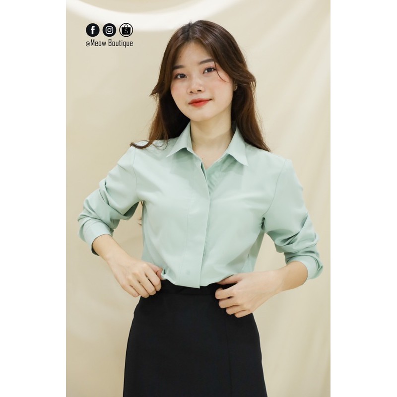 [Ảnh thật tự chụp] Sơ Mi Giấu Nút công sở Meow Boutique | BigBuy360 - bigbuy360.vn