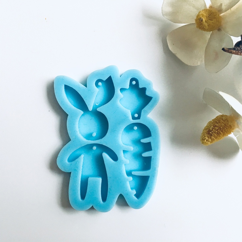 Khuôn Silicone Làm Móc Khóa Hình Cà Rốt / Thỏ Đáng Yêu