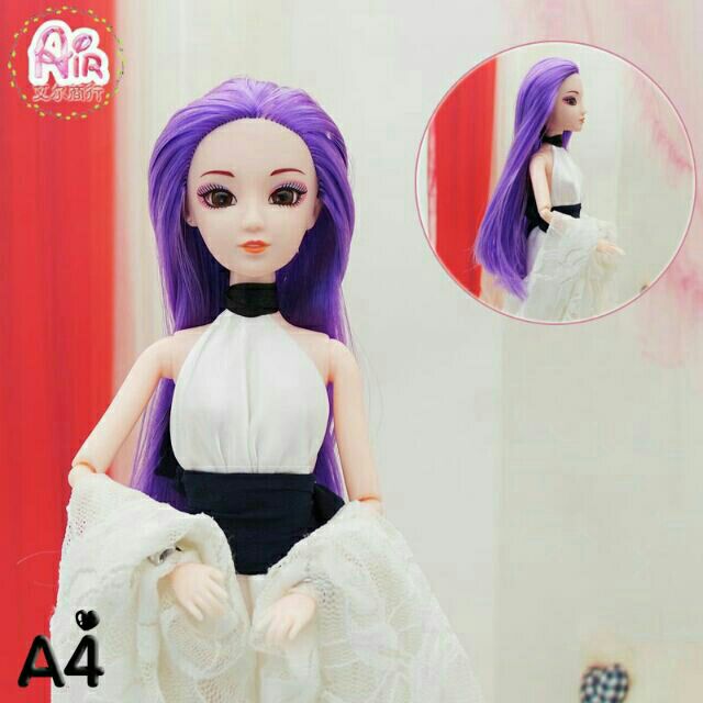 Búp bê mắt ngọc 3d tóc tím